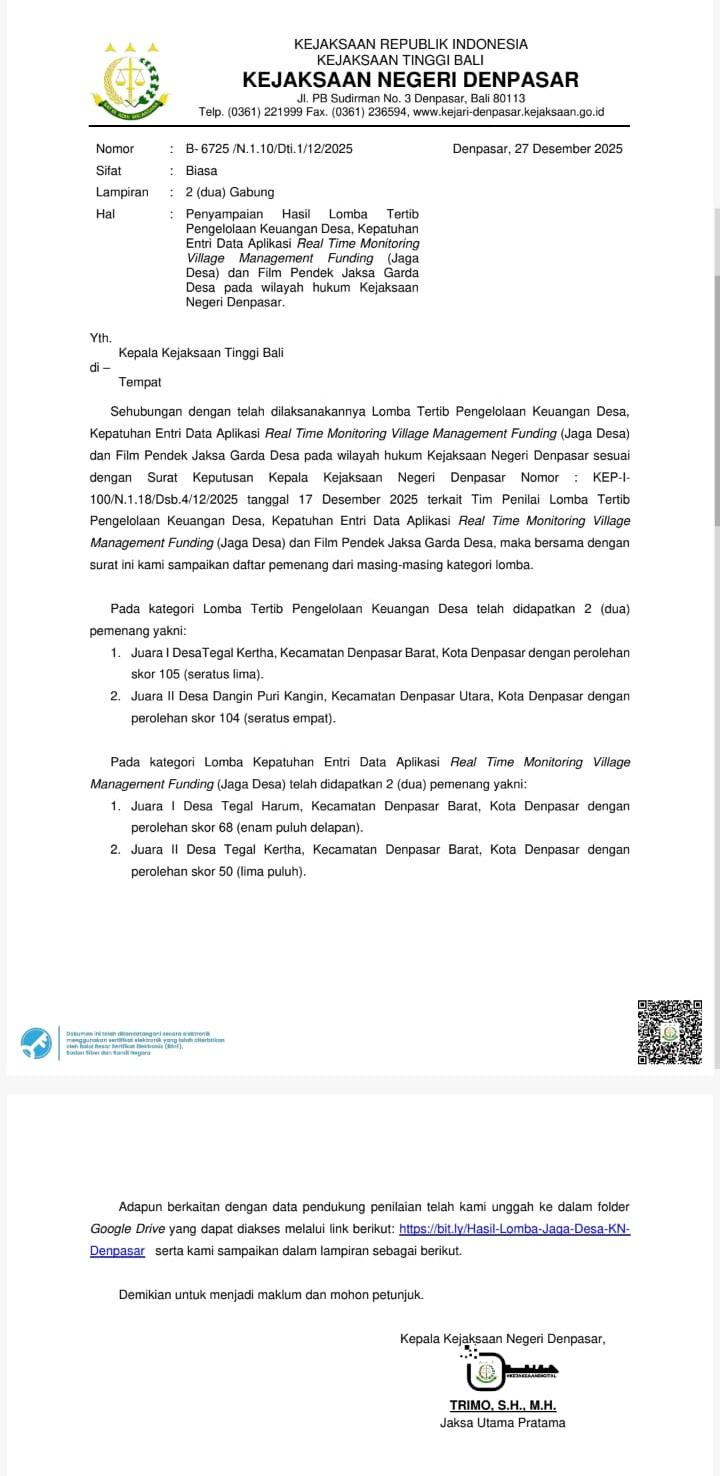 LOMBA JAGA DESA - JUARA II KATEGORI LOMBA TERTIB PENGELOLAAN KEUANGAN DESA