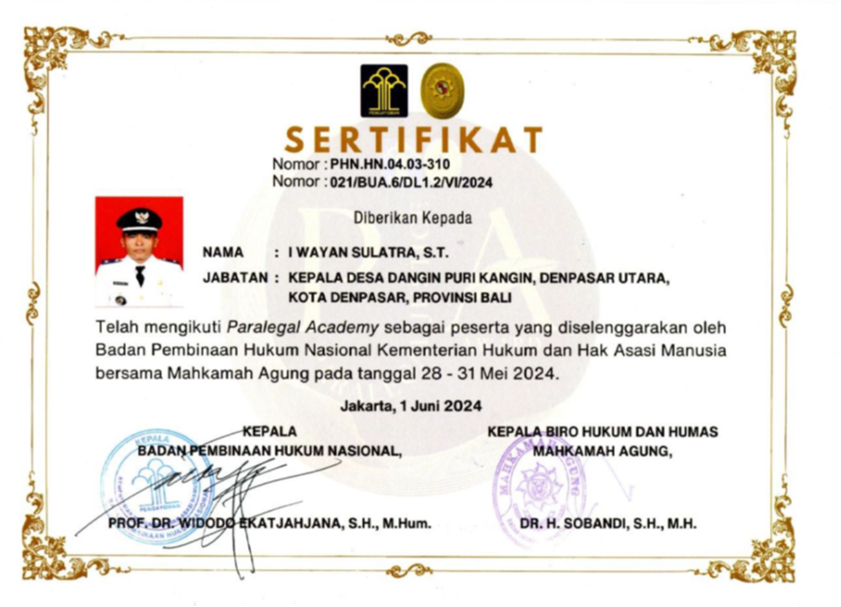 SERTIFIKASI / KUALIFIKASI KEPALA DESA, PERANGKAT DESA DAN STAF DESA